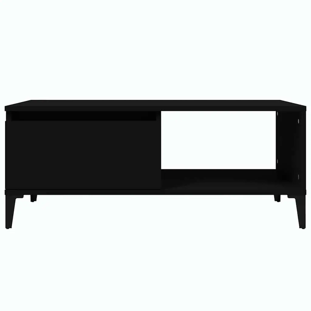 Coffee Table Engineered Wood Black Industrial 1 Drawer Open Compartment