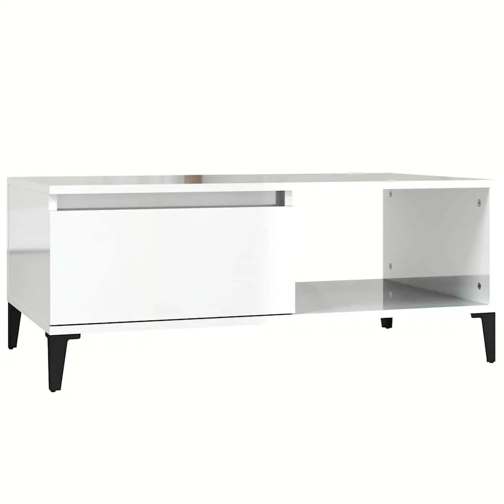 Coffee Table Engineered Wood High Gloss 90L x 50W x 36.5H cm White