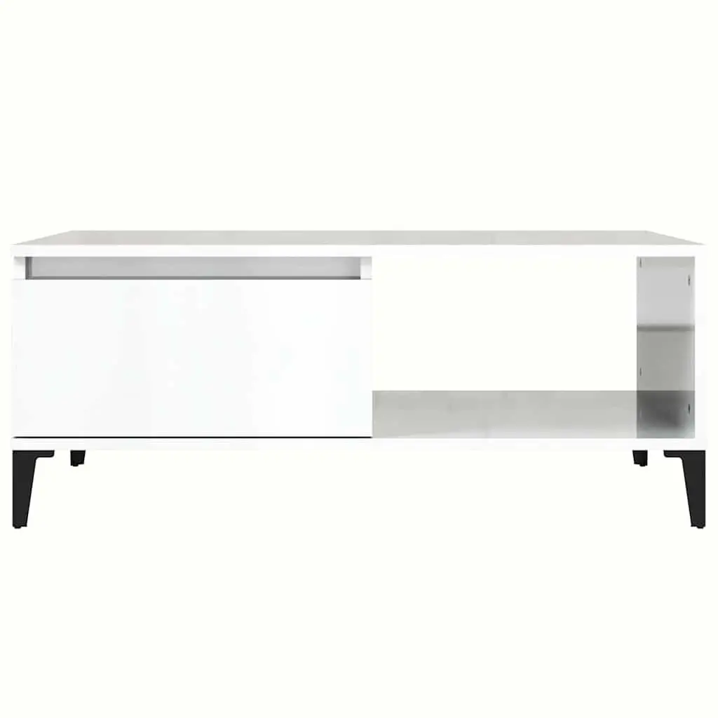 Coffee Table Engineered Wood High Gloss 90L x 50W x 36.5H cm White