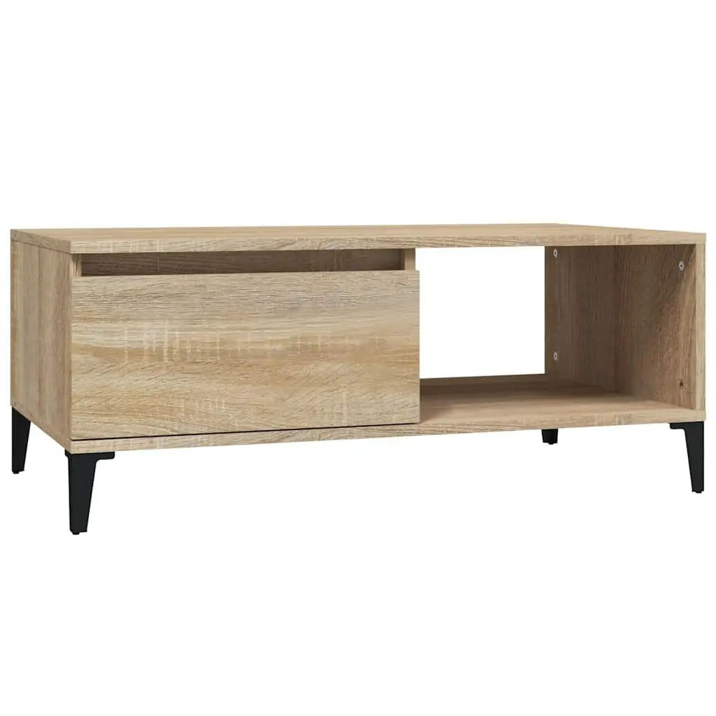 Coffee Table Engineered Wood Brown with Storage Drawer and Open Compartment