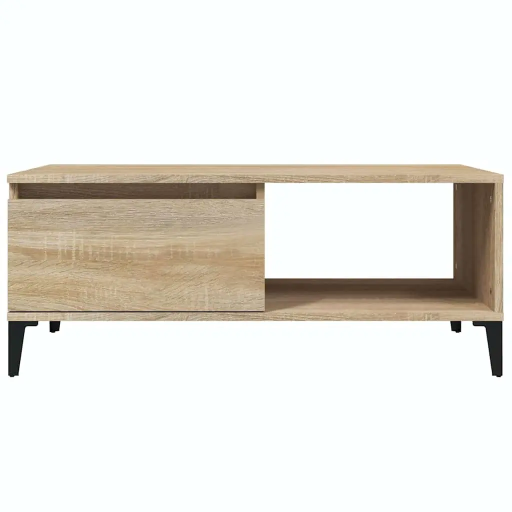 Coffee Table Engineered Wood Brown with Storage Drawer and Open Compartment