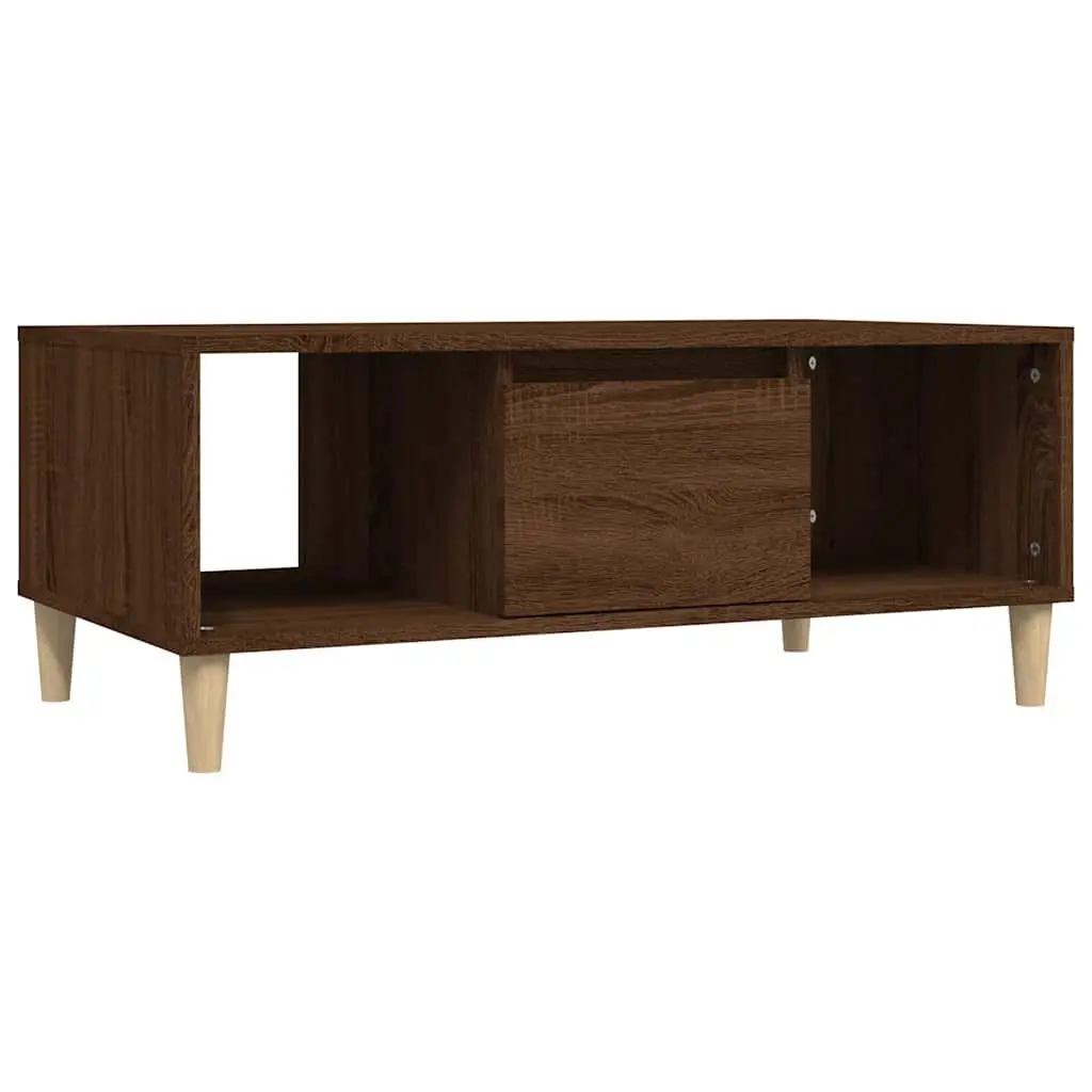 Coffee Table Engineered Wood Brown 90cm x 50cm x 36.5cm Storage Drawer Open Compartments