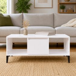 Coffee Table with Drawer and Open Compartments