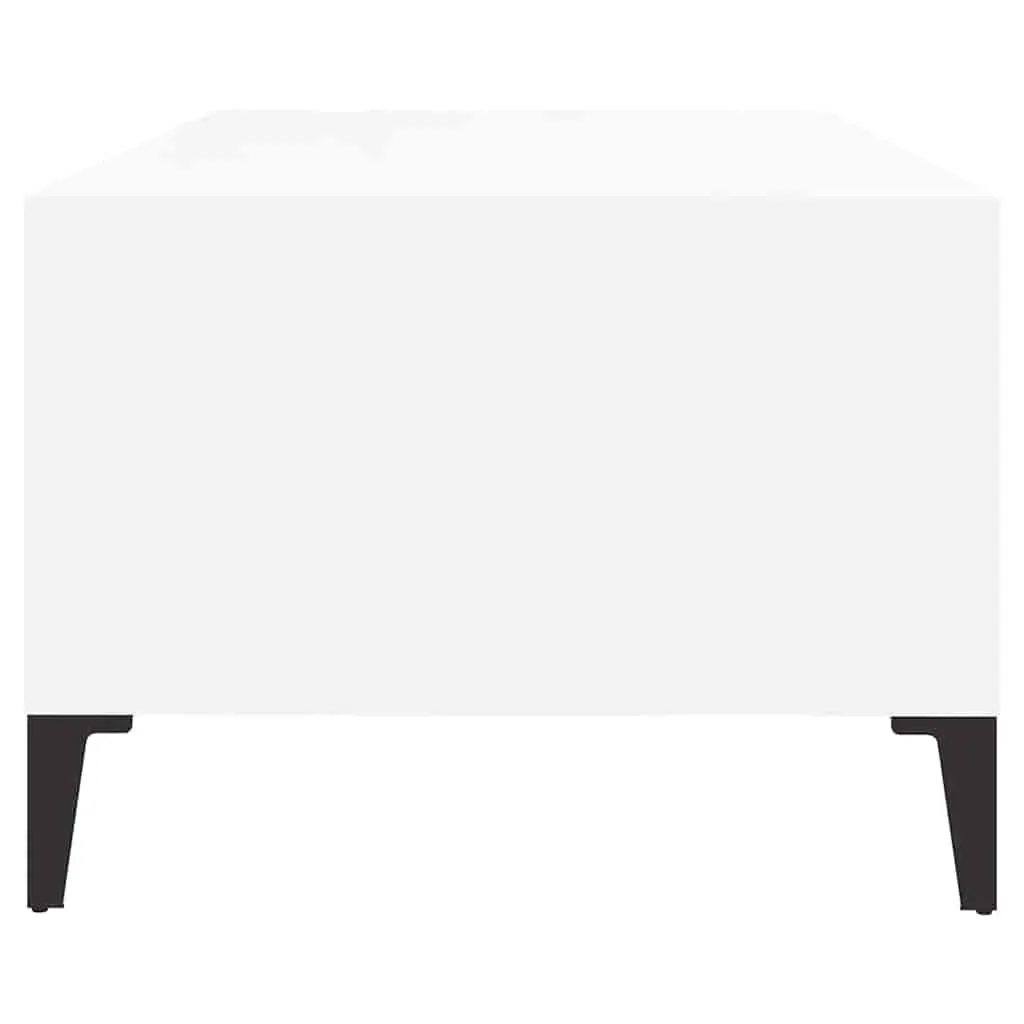 Coffee Table Engineered Wood High Gloss White with Drawer and Open Storage Compartments 90x50x36.5cm