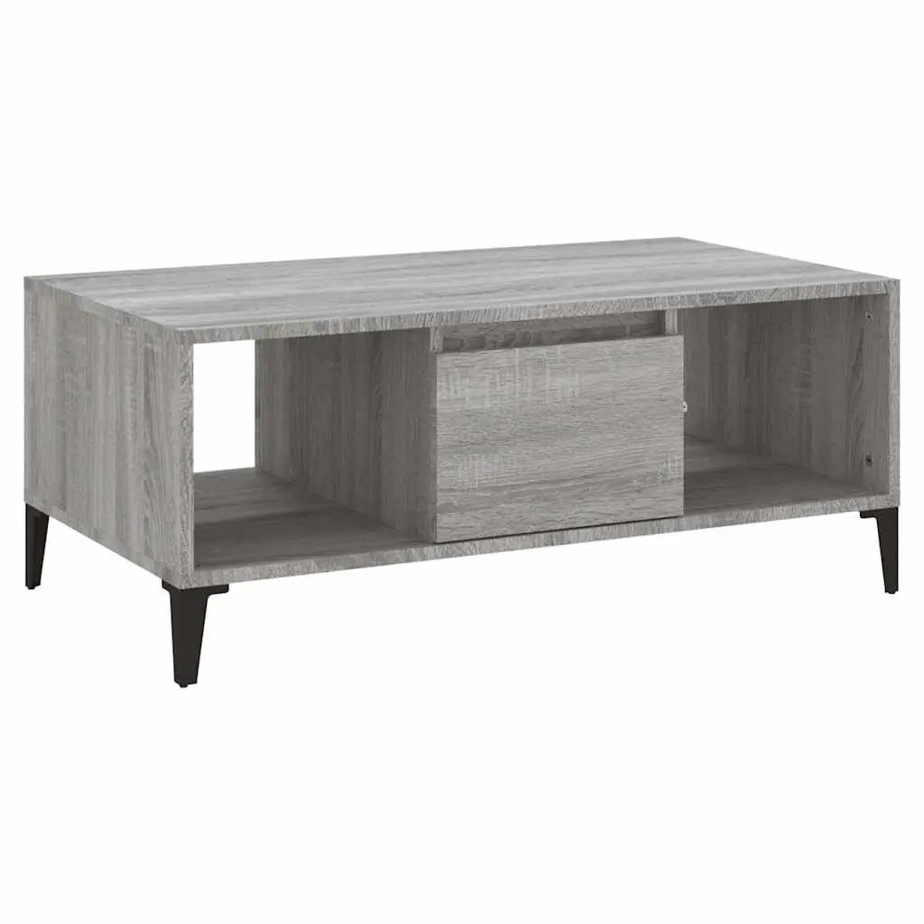 Coffee Table Engineered Wood Grey Industrial with Drawer Compartments 90 x 50 x 36.5 cm