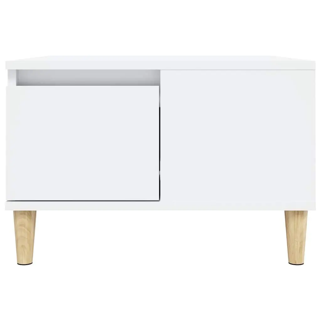 Coffee Table Engineered Wood White Modern Living Room Accent Table with Drawer Storage 55 x 55 x 36.5 cm