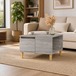 Coffee Table Grey Sonoma 55x55x36.5 cm with Storage Drawer Open Compartment