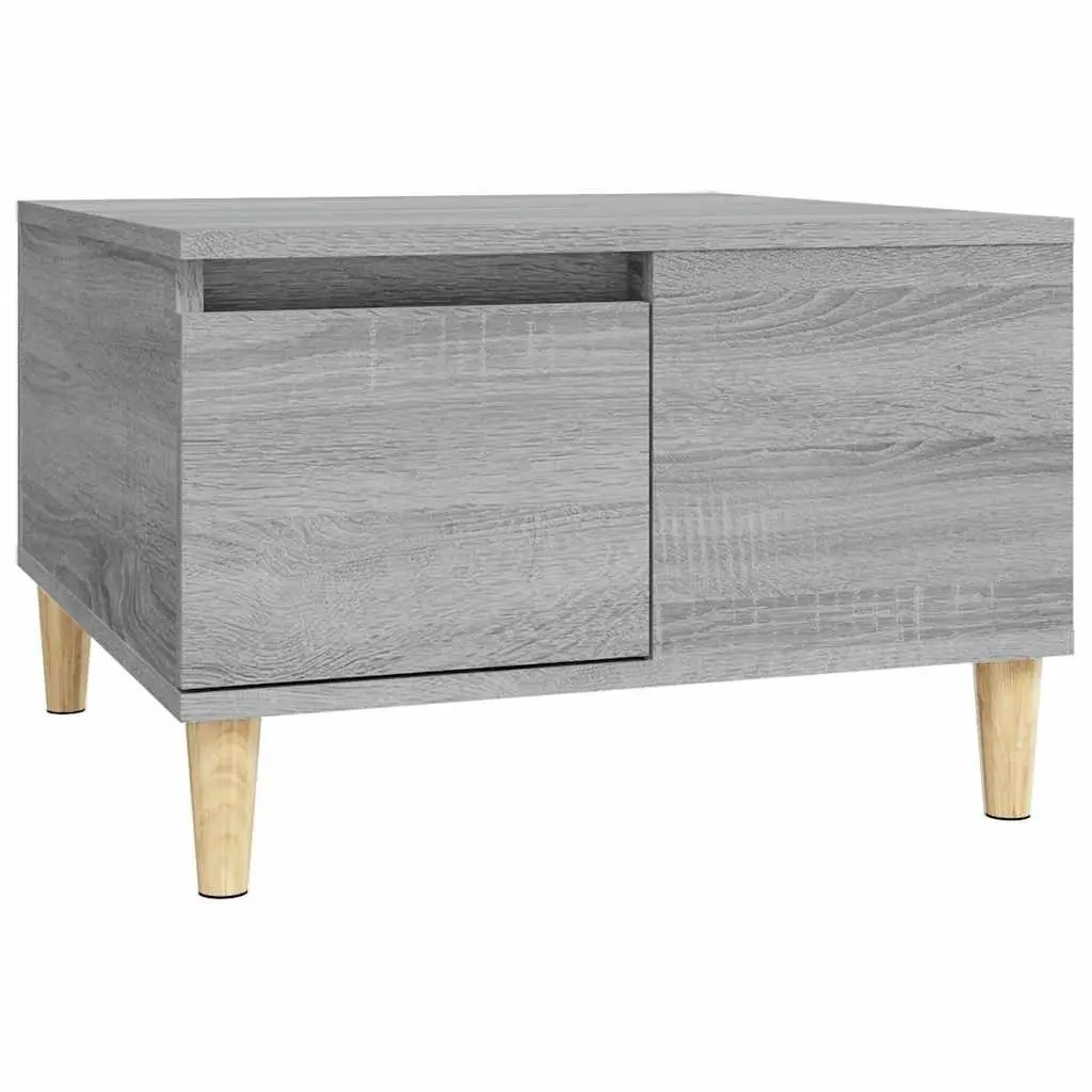 Coffee Table Sonoma Grey 55x55x36.5cm Engineered Wood with Open Compartment and Drawer for Living Room Storage