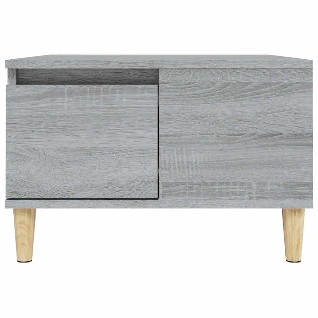 Coffee Table Sonoma Grey 55x55x36.5cm Engineered Wood with Open Compartment and Drawer for Living Room Storage
