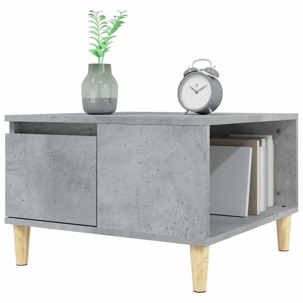 Coffee Table Sonoma Grey 55x55x36.5cm Engineered Wood with Open Compartment and Drawer for Living Room Storage