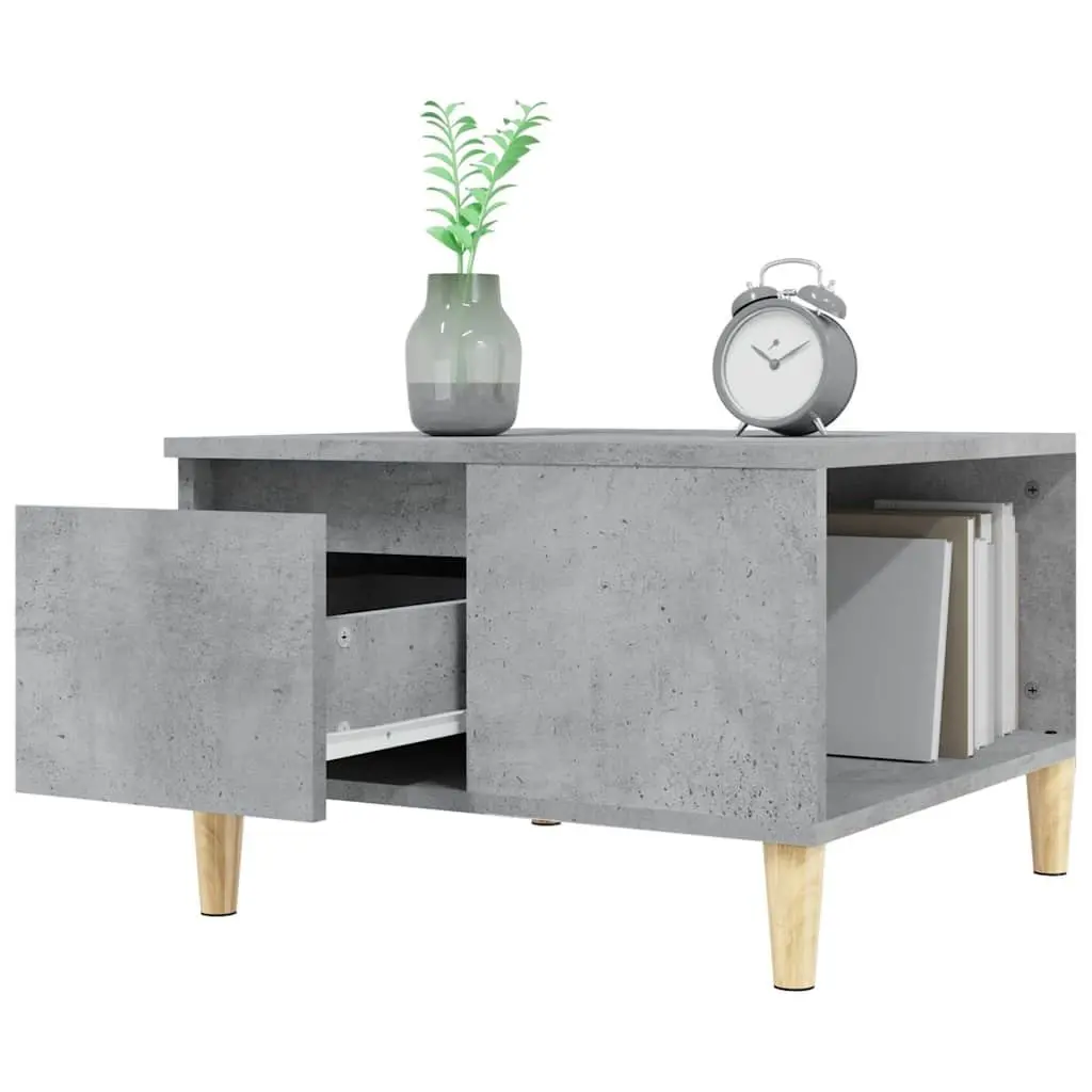 Coffee Table Sonoma Grey 55x55x36.5cm Engineered Wood with Open Compartment and Drawer for Living Room Storage