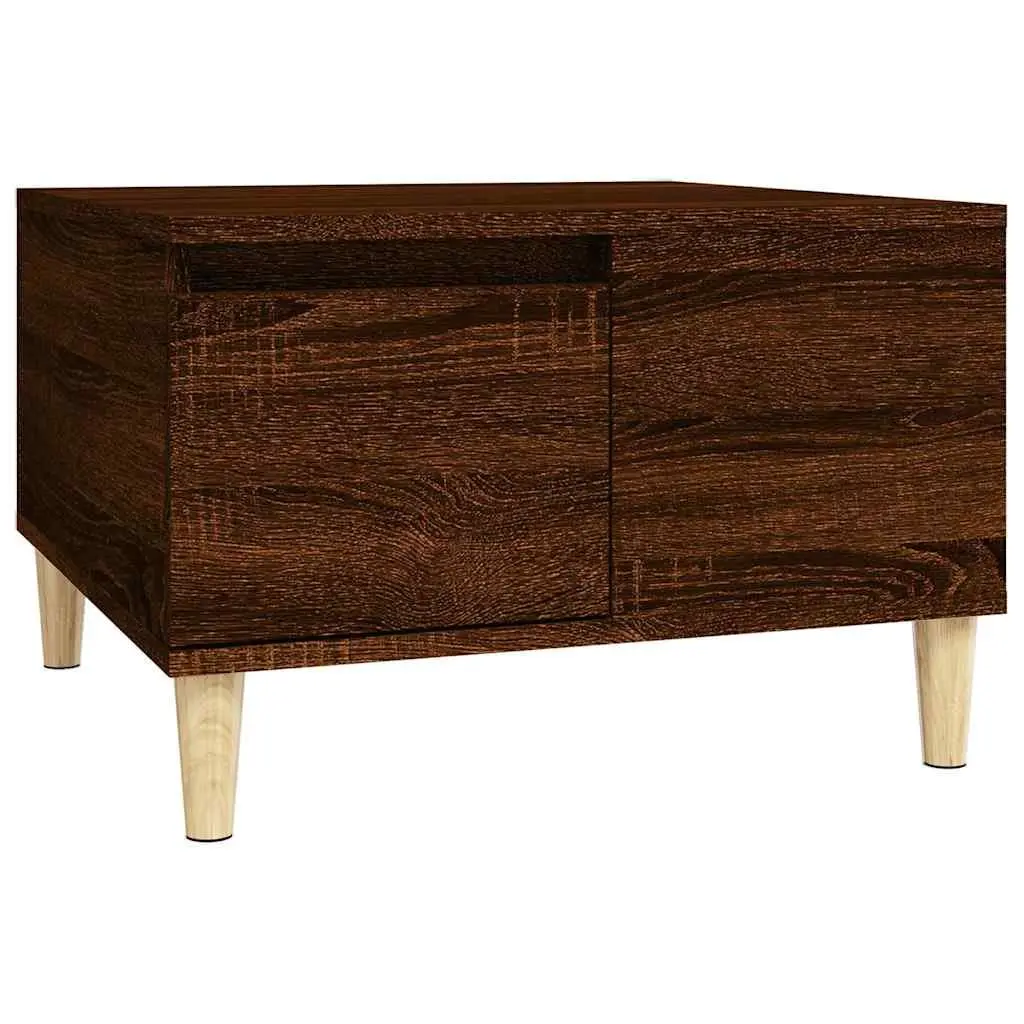 Coffee Table Brown Oak 55x55x36.5 cm with Storage Drawer Open Compartment