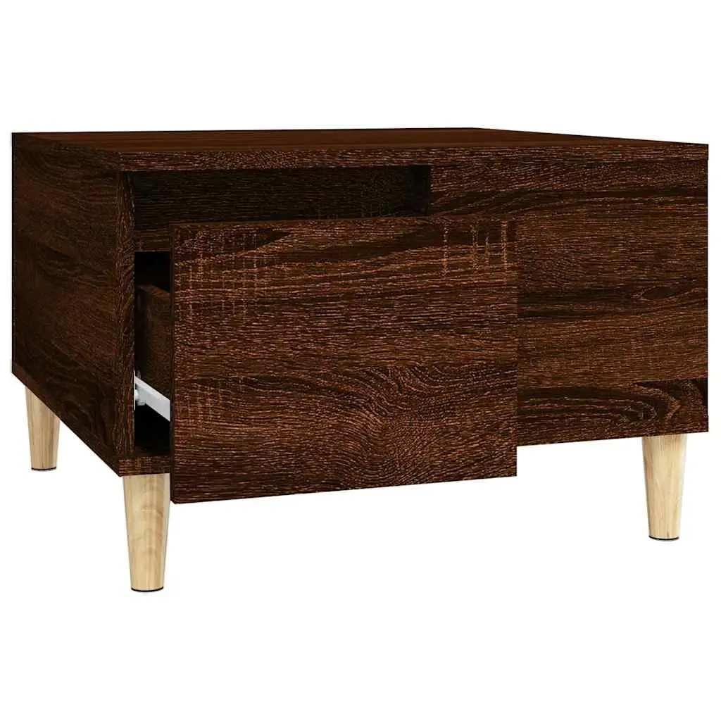 Coffee Table Brown Oak 55x55x36.5 cm with Storage Drawer Open Compartment
