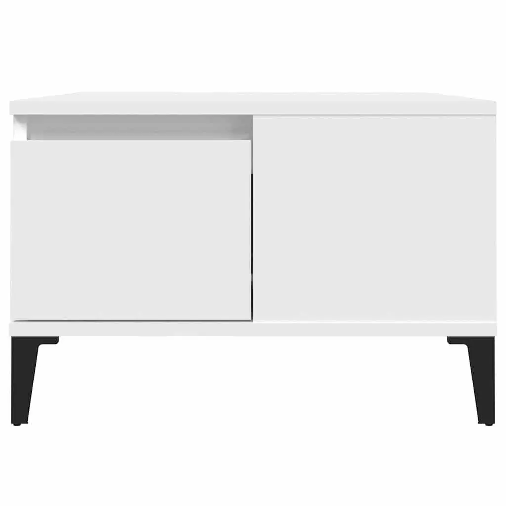 Coffee Table Engineered Wood 55x55x36.5 cm White with Storage Drawer Open Compartment
