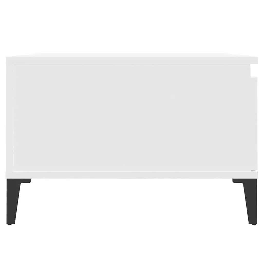 Coffee Table Engineered Wood 55x55x36.5 cm White with Storage Drawer Open Compartment