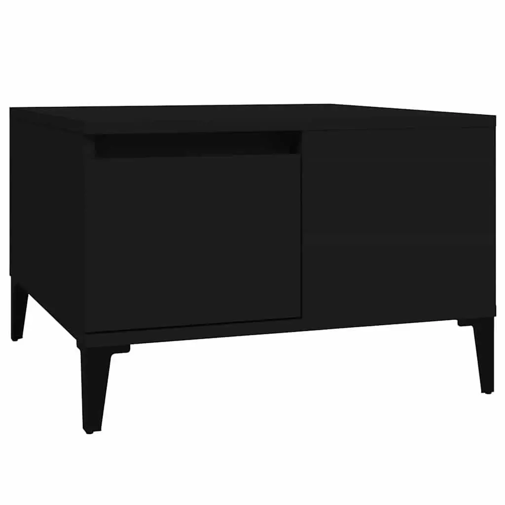 Coffee Table Engineered Wood Black 55W x 55D x 36.5H cm with Storage Drawer Compartment