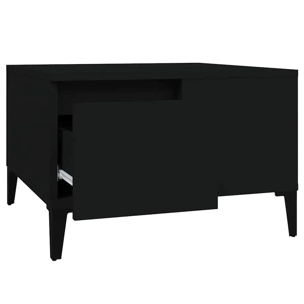 Coffee Table Engineered Wood Black 55W x 55D x 36.5H cm with Storage Drawer Compartment