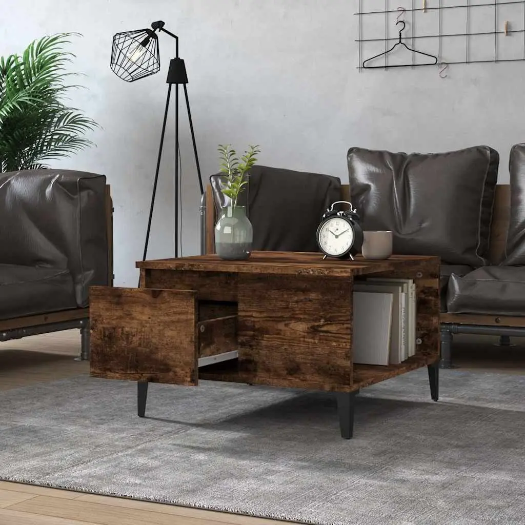 Coffee Table Engineered Wood Brown with Storage Drawer Open Compartment