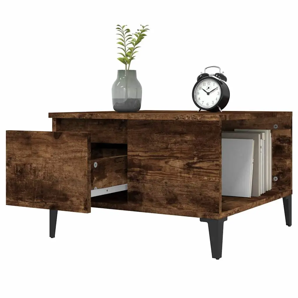 Coffee Table Engineered Wood Brown with Storage Drawer Open Compartment