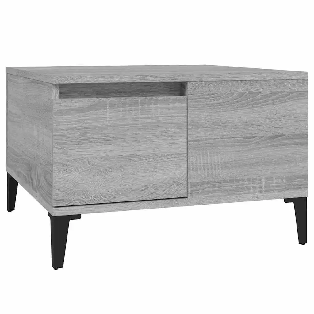 Coffee Table Engineered Wood Grey with Storage Drawer Open Compartment 55 x 55 x 36.5 cm