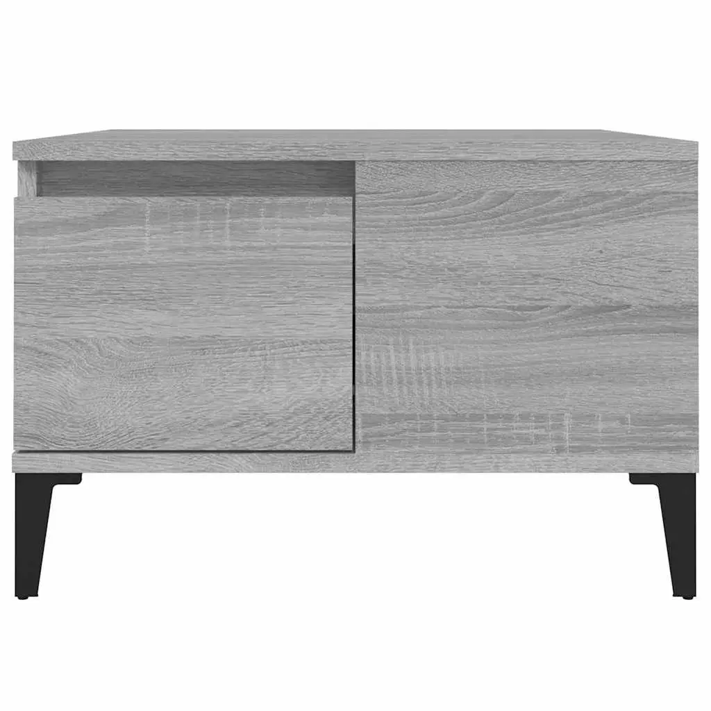 Coffee Table Engineered Wood Grey with Storage Drawer Open Compartment 55 x 55 x 36.5 cm