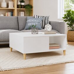 White Coffee Table with Storage Compartments Modern Living Room Accent Furniture