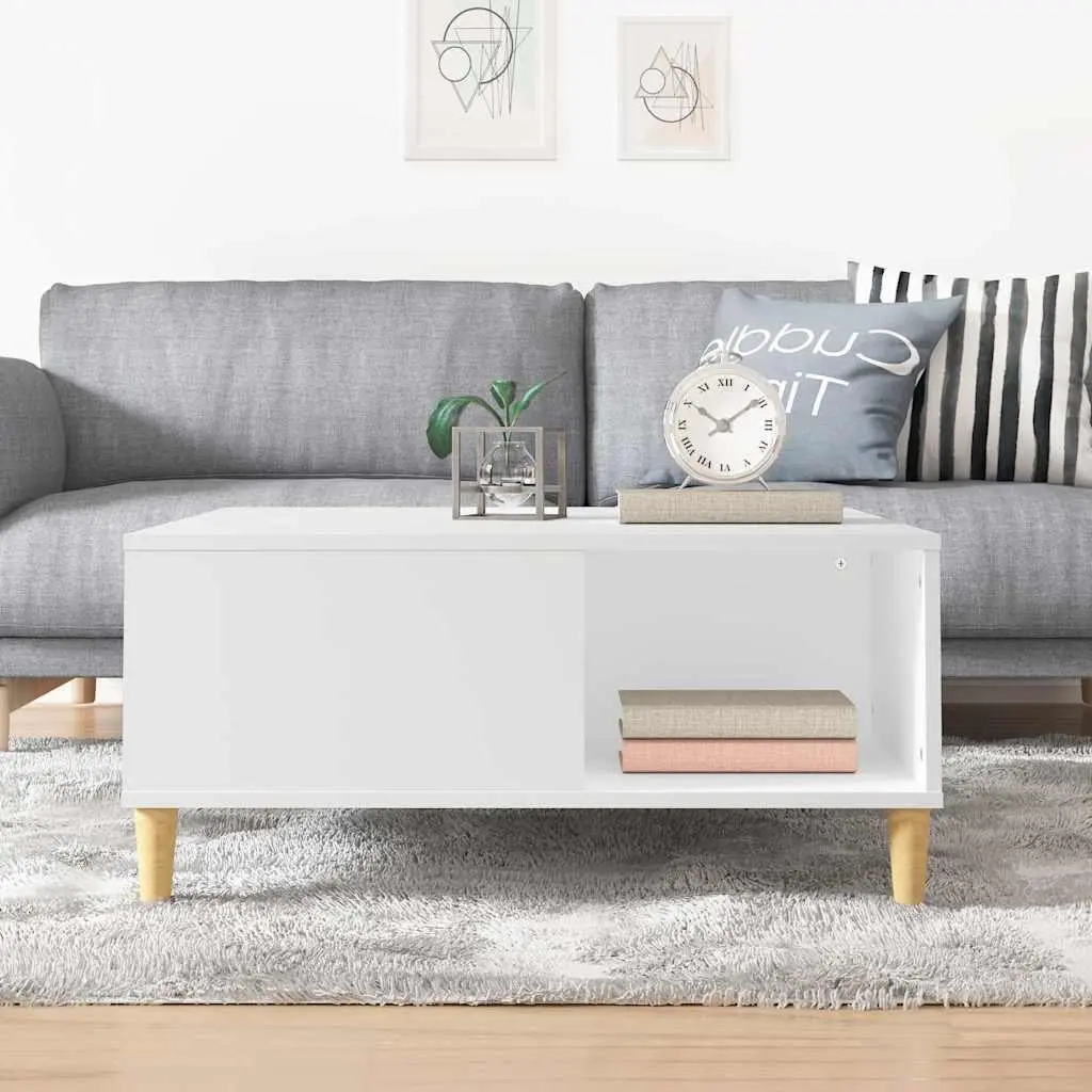 White Coffee Table with Storage Compartments Modern Living Room Accent Furniture