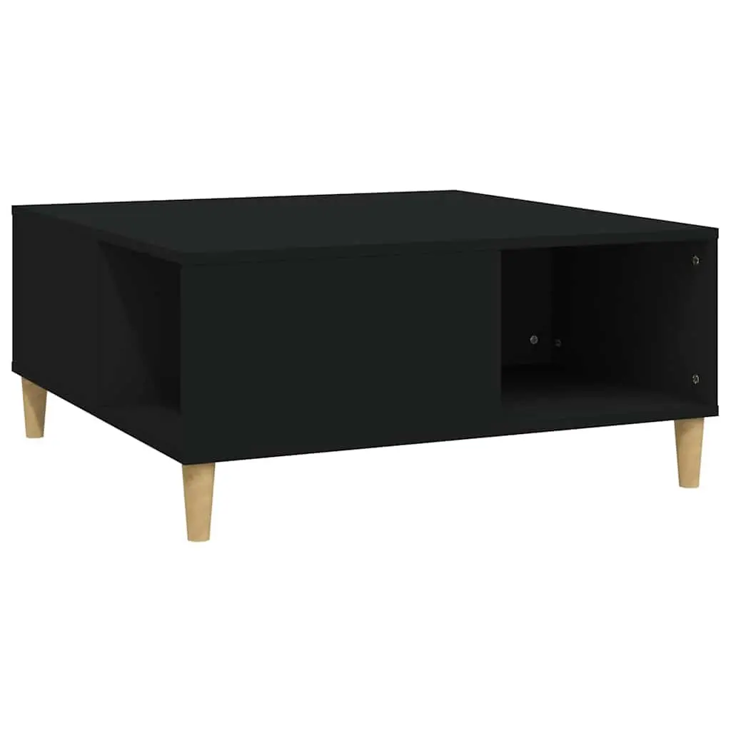 Black Coffee Table with Storage Compartments Modern Accent Living Room Furniture