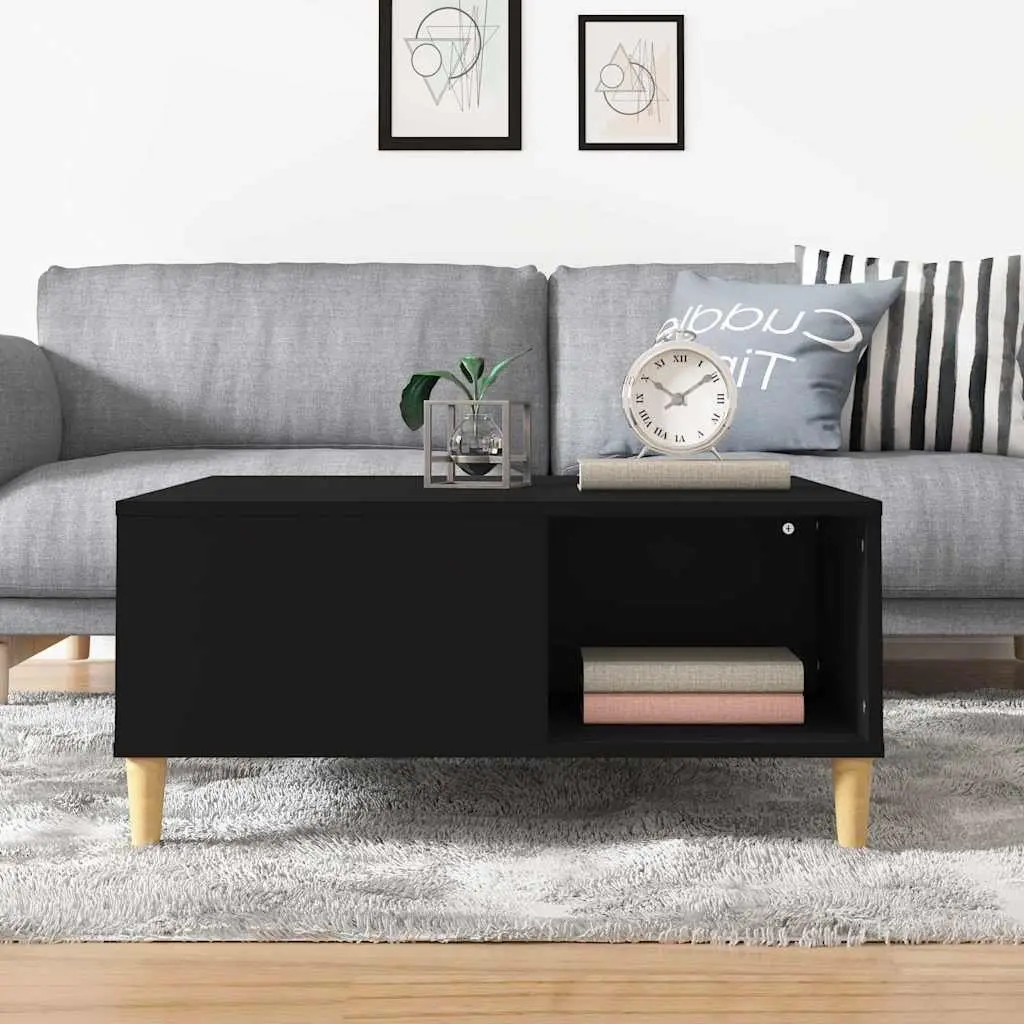 Black Coffee Table with Storage Compartments Modern Accent Living Room Furniture