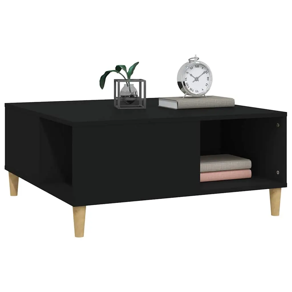 Black Coffee Table with Storage Compartments Modern Accent Living Room Furniture