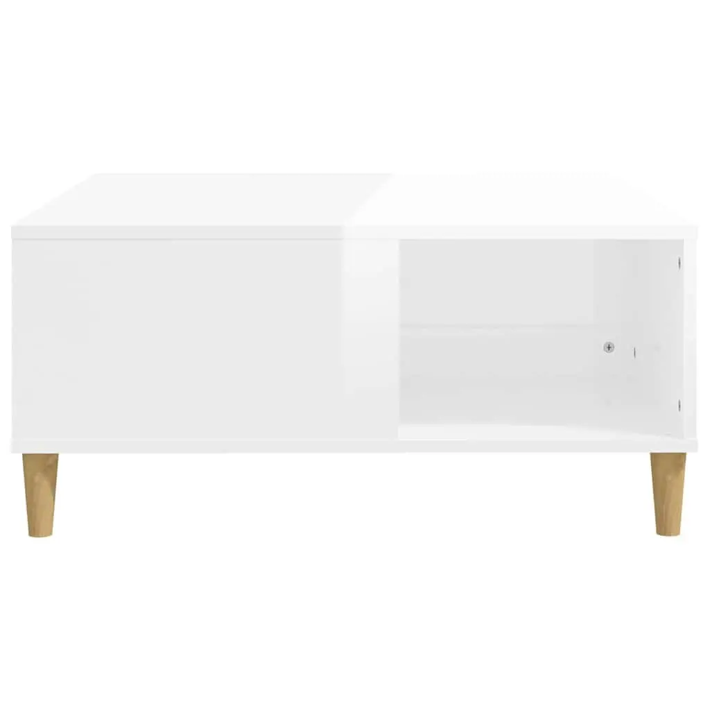Coffee Table High Gloss White Storage Compartment 80x80x36.5 cm Side Table