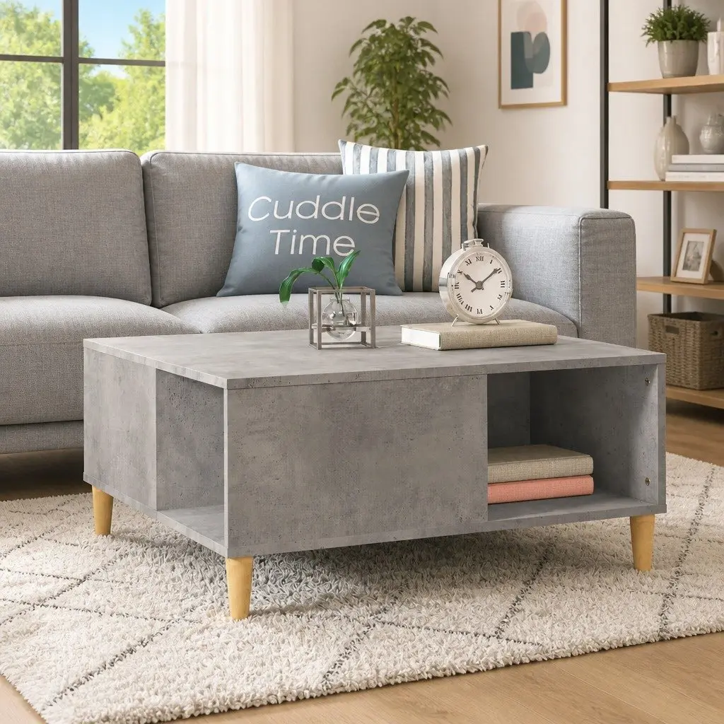 Grey Coffee Table with Storage 80x80x36.5 cm