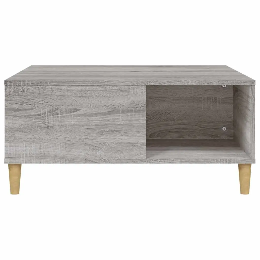 Coffee Table Engineered Wood 80x80x36.5cm Grey with Storage Compartments Modern Accent