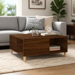 Brown Oak Coffee Table with Smart Storage