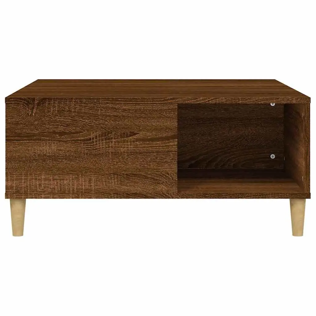 Coffee Table Engineered Wood 80x80x36.5cm Brown Oak Storage Compartments