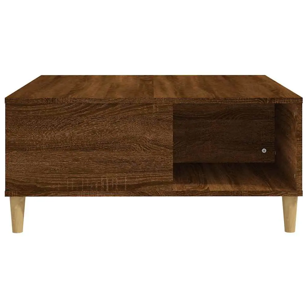 Coffee Table Engineered Wood 80x80x36.5cm Brown Oak Storage Compartments