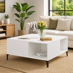 Practical White Coffee Table for Living Room Storage Needs