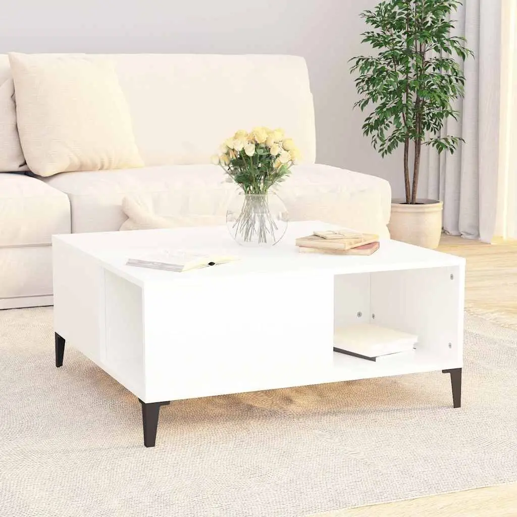 Coffee Table Engineered Wood 80cm White