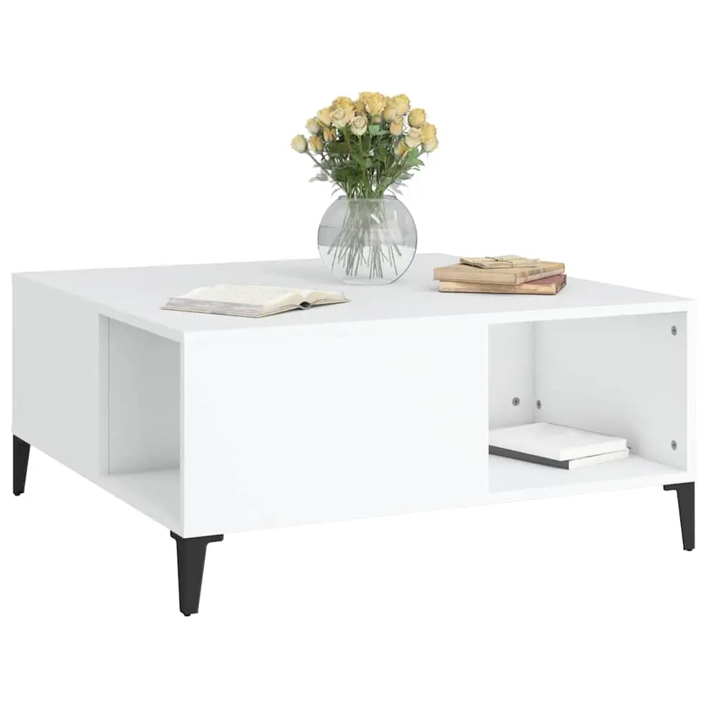 Coffee Table Engineered Wood 80cm White