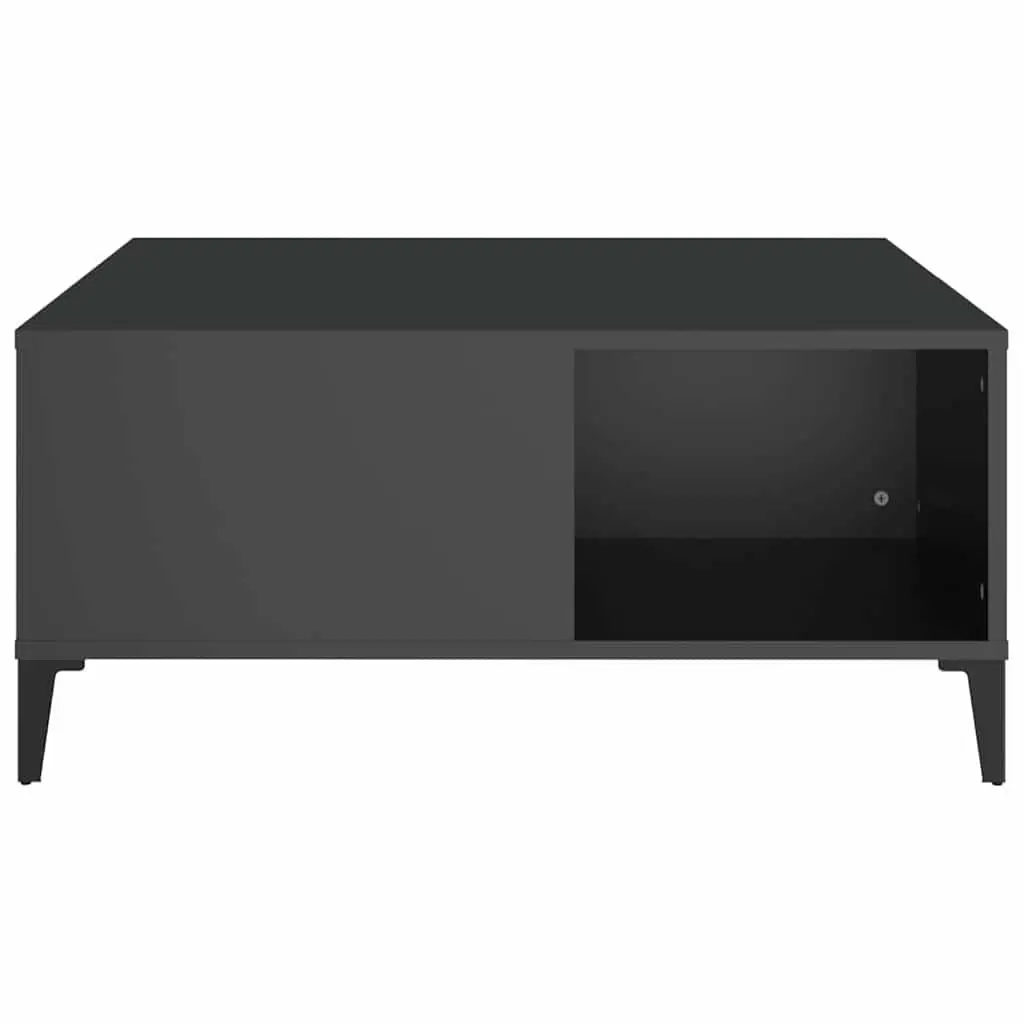 Coffee Table Black Engineered Wood 80x80x36.5cm with Storage Compartments for Living Room