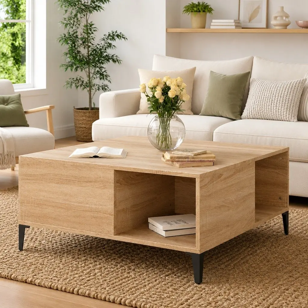 Brown Coffee Table with Ample Storage Options