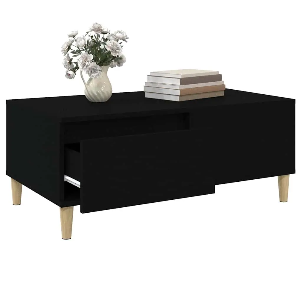 Coffee Table Black 90x50x36.5 cm with Drawer Storage Living Room Furniture