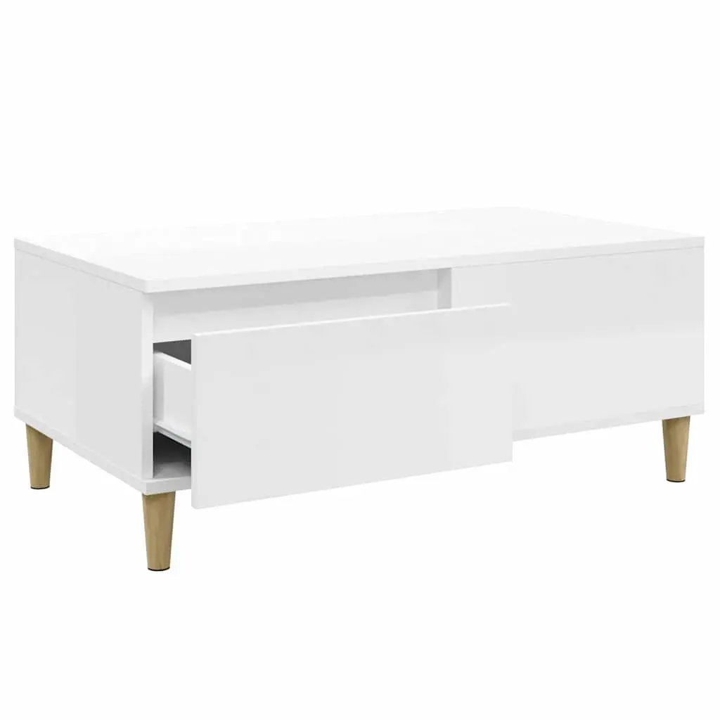 Coffee Table High Gloss White Modern Living Room Accent Table Storage Drawer