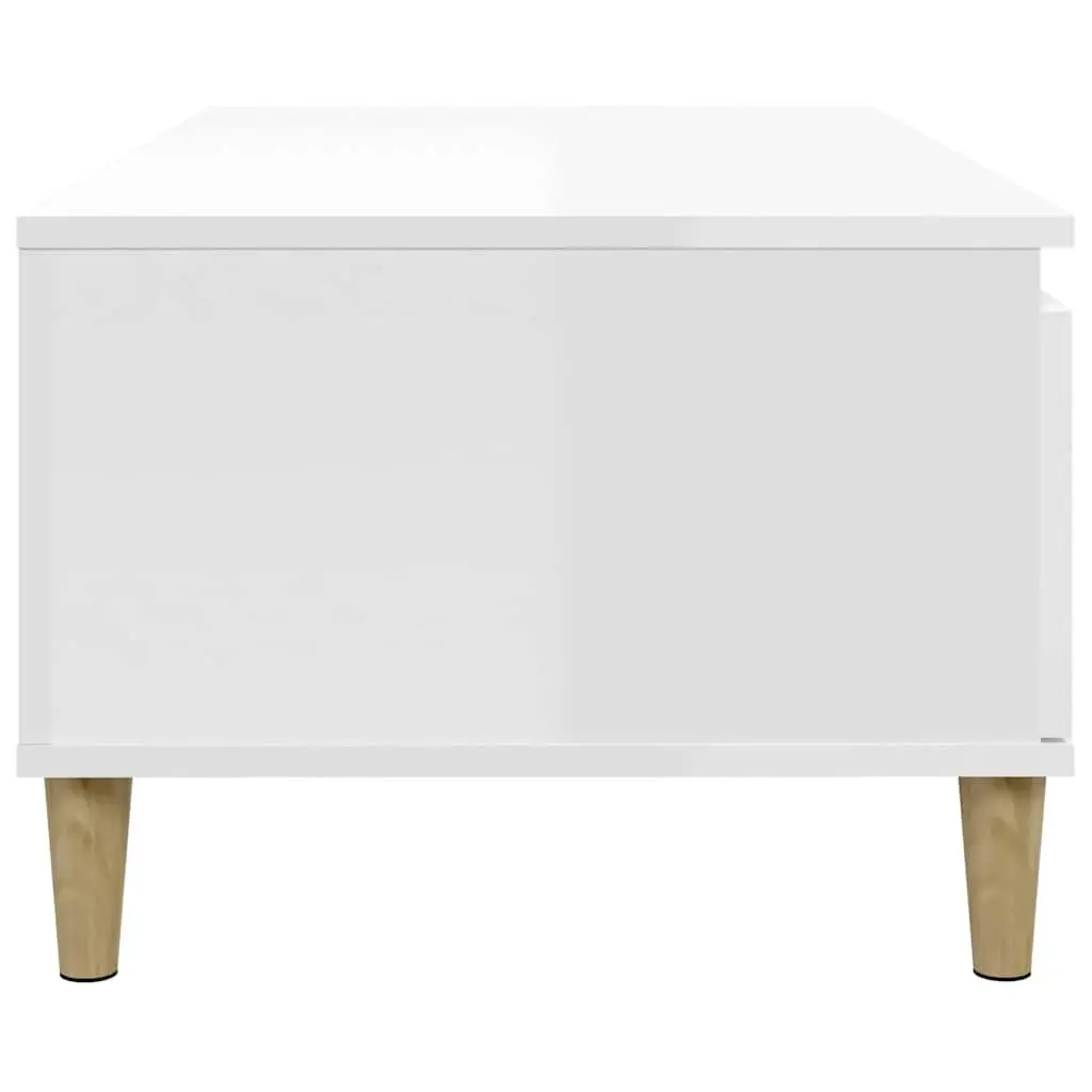 Coffee Table High Gloss White Modern Living Room Accent Table Storage Drawer