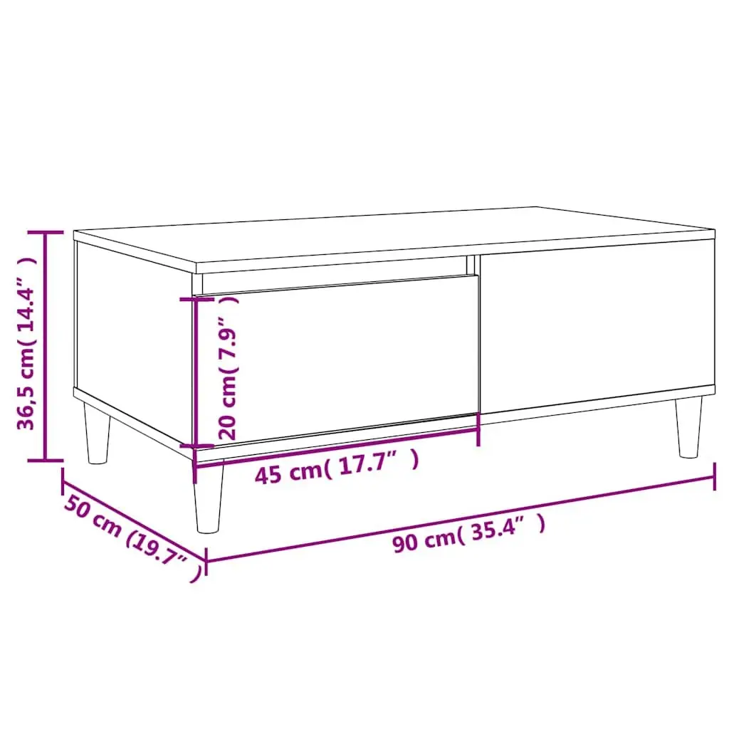 Coffee Table High Gloss White Modern Living Room Accent Table Storage Drawer