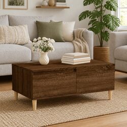 Coffee Table Brown Oak 90x50x36.5 cm Engineered Wood with Drawer Storage
