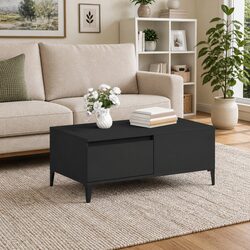 Coffee Table Black 90x50x36.5 cm with Drawer Storage Accent Side Table