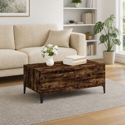 Coffee Table with Storage Drawer Brown Engineered Wood Accent Living Room