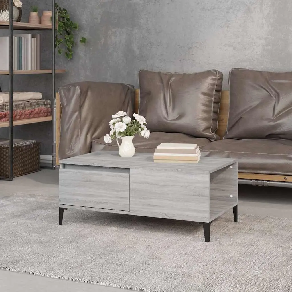 Coffee Table Grey Sonoma with Drawer Storage Living Room Accent Side Table