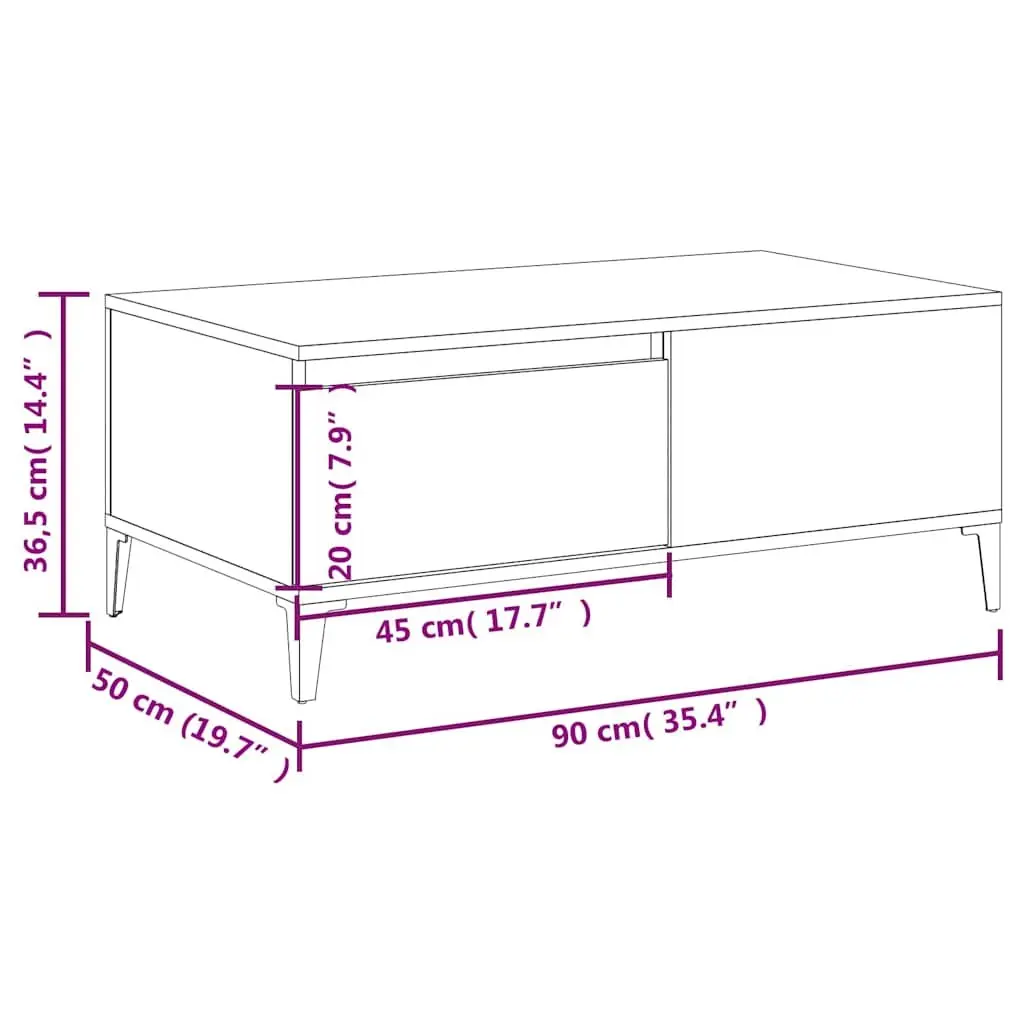 Coffee Table Grey Sonoma with Drawer Storage Living Room Accent Side Table